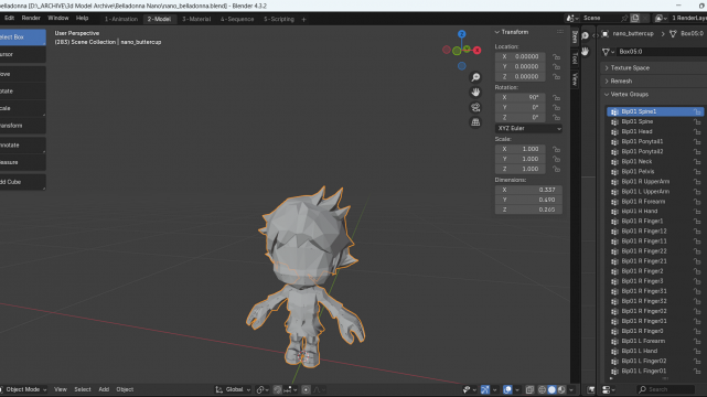 Belladonna Nano (Original Blender project File) - RIGGED + Textured/UV