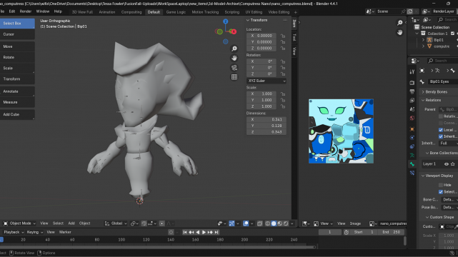 Computress Nano (Original Blender project File) - RIGGED + Texture .PSD